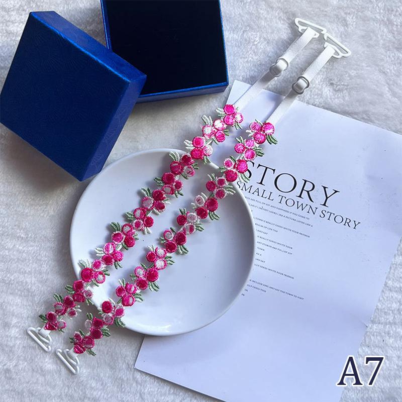 

1 пара милых кружевных бретелей для бюстгальтера с цветами, вязаные крючком, эластичные, регулируемые, противоскользящие, для свадебного платья