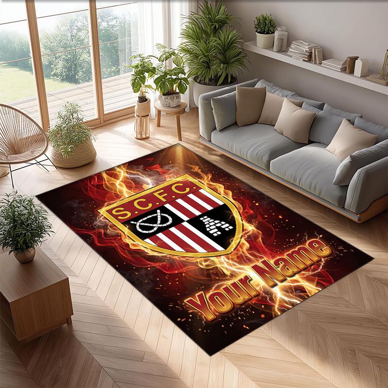 Stoke City FC Printed Crystal Velvet Rug Non‑Slip Crystal Velvet Carpet For Sofa Bedroom Indoor Home Decoration