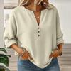 Haut pull décontracté à col en V et manches longues pour femme