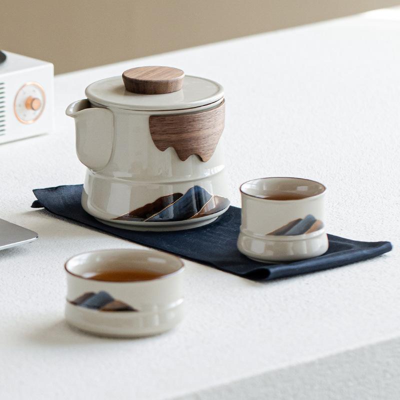 Mountain and River Hand Grab Pot Travel Tea Set Storage Bag Portable Portable Outdoor Camping Kuaike Cup A Pot