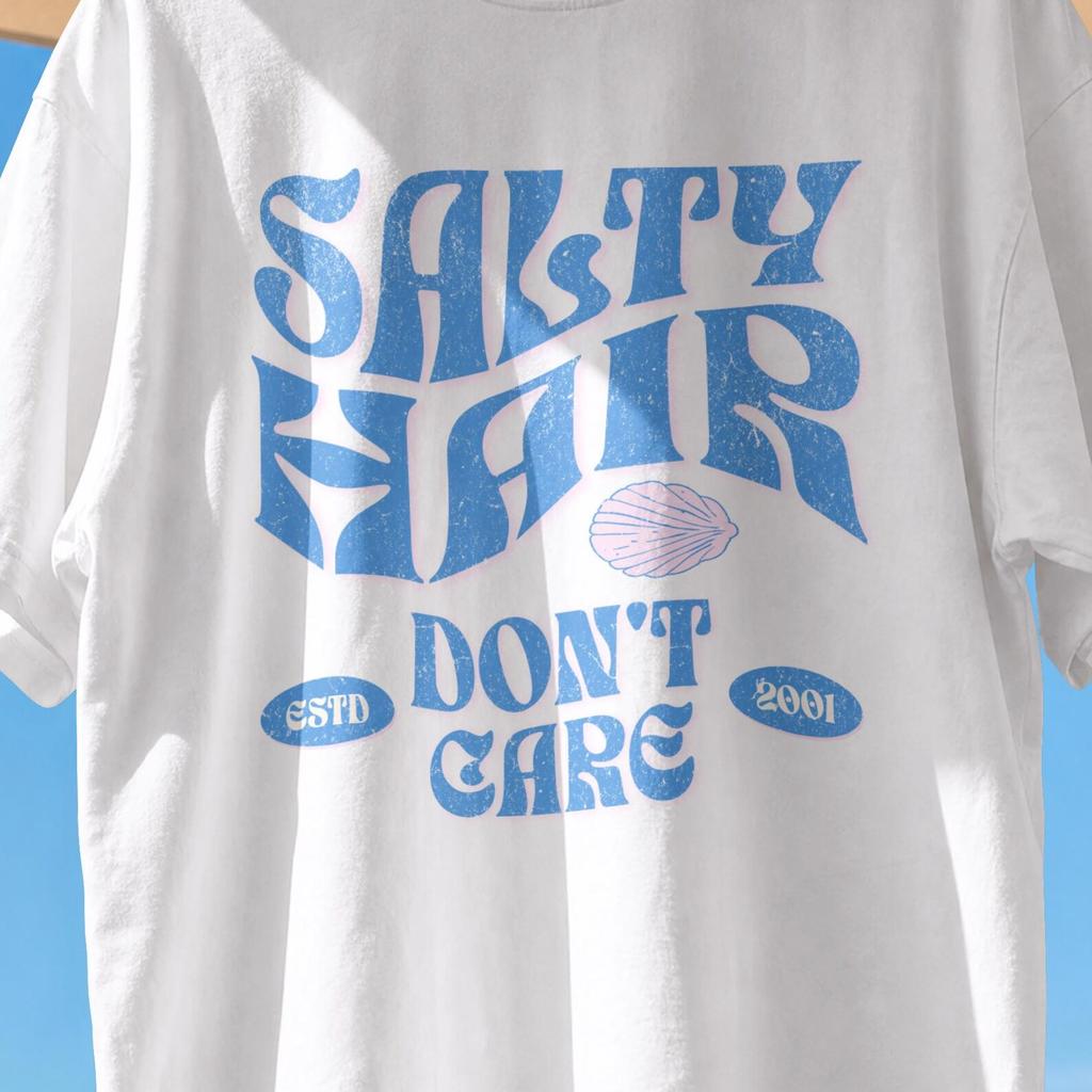 Salty Hair Don't Care Comfort Colors Tee | Retro Surf Style Beach Top