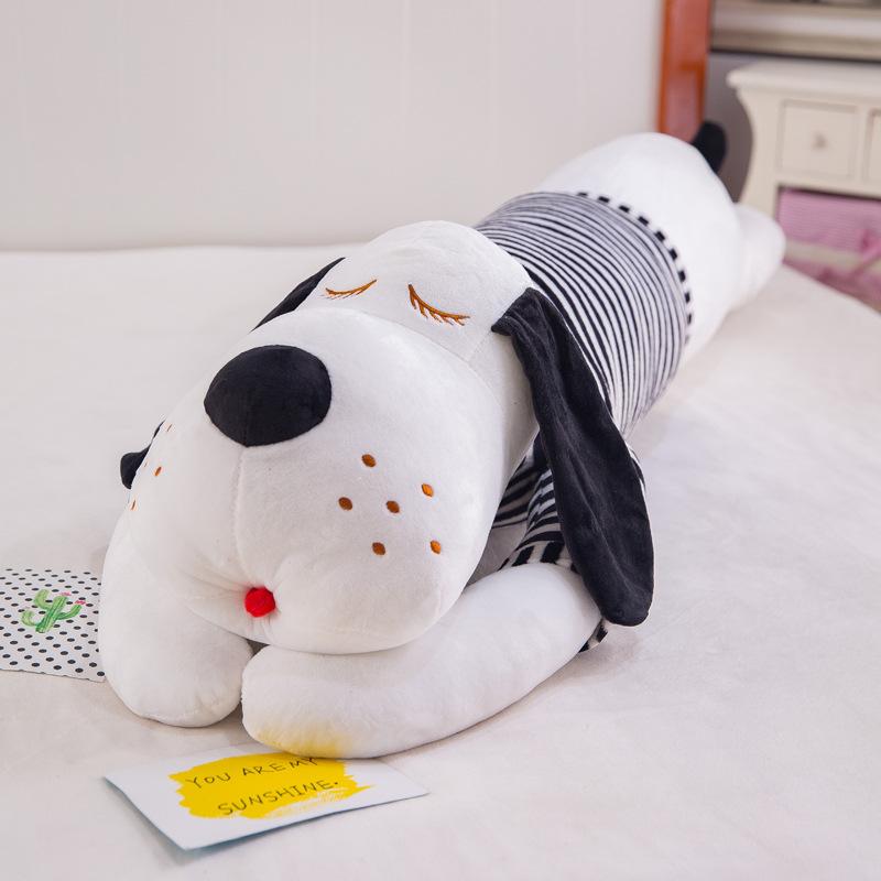 Cute Big Head Dog Plush Toy Girl Sleeping with Legs Long Striped Pillow Baby Side Sleeping Pillow Striped Dog