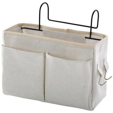 Scandinavian Bedside Hanging Basket Canvas Linen Storage Pouch Wall Organizer for Dorm College Student Bedroom Essentials