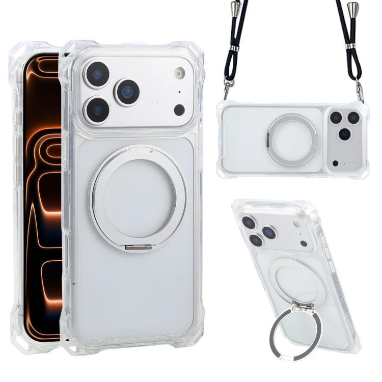 

XDcase Pivot Stand Four-Corner Hole Magnetic Phone Case, Lanyard Not Included For iPhone 17 Pro прозорий