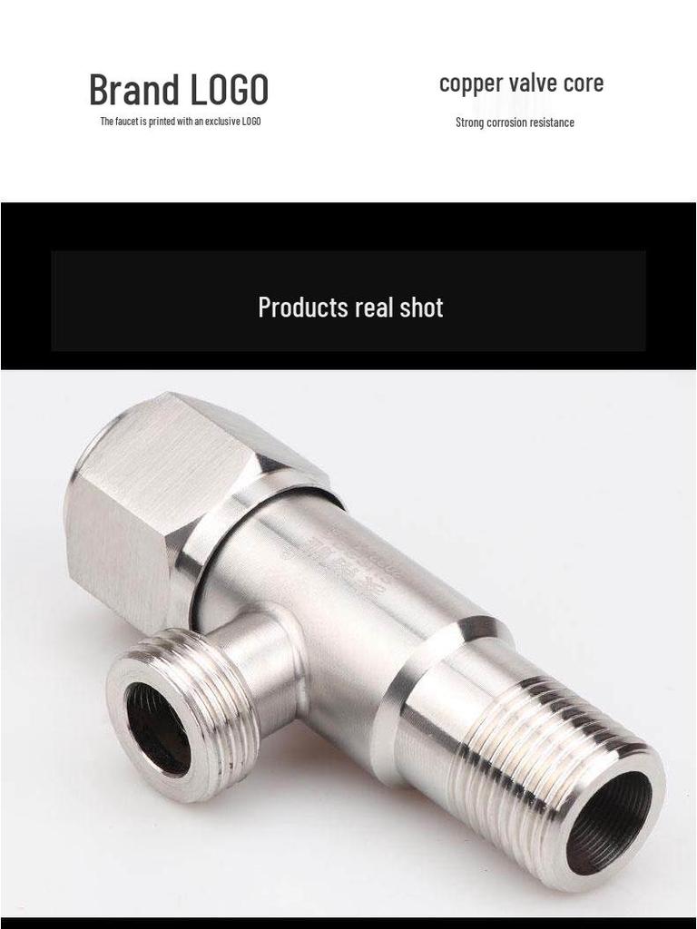 304 Stainless Steel Angle Valve for Cold/Hot Water, Universal 4-Point Household Stop Valve for Water Heaters and Toilets