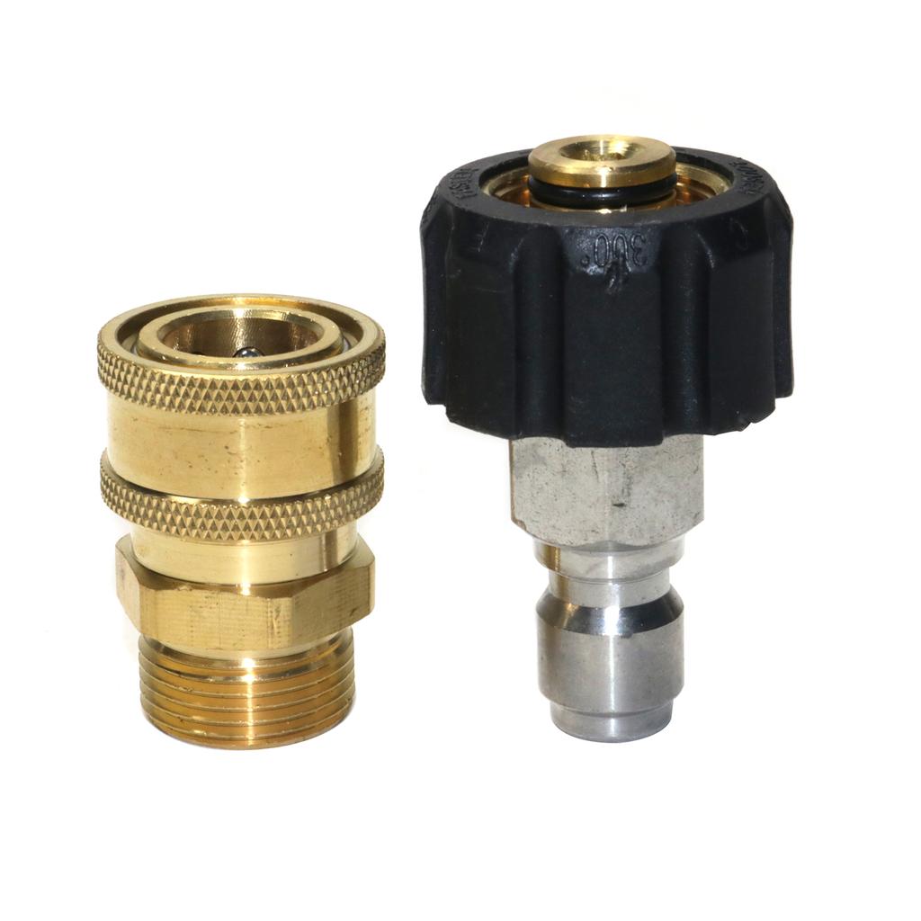 Pressure Washer Adapter Set Couplers Swivel M22-14mm/15mm To 1/4 Quick Hitch For High Pressure Wash Gun & Hose