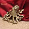 Octopus Ornament Tabletop Retro Alloy Octopus Squid Figurine Solid Metal Collectible Octopus Statue for Home Office Car Decor