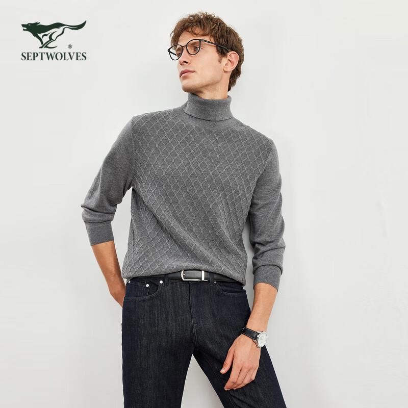 Septwolves Men s Plaid Turtleneck Wool Sweater 2XL