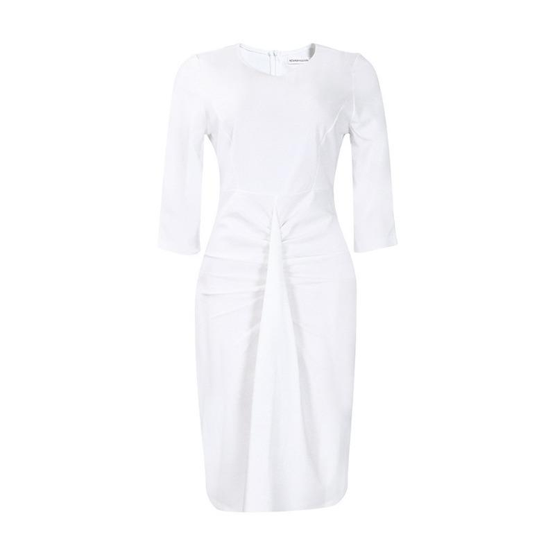 Women Elegant Office Commuting Half Sleeve High Waist Bodycon Large Size Midi Dress