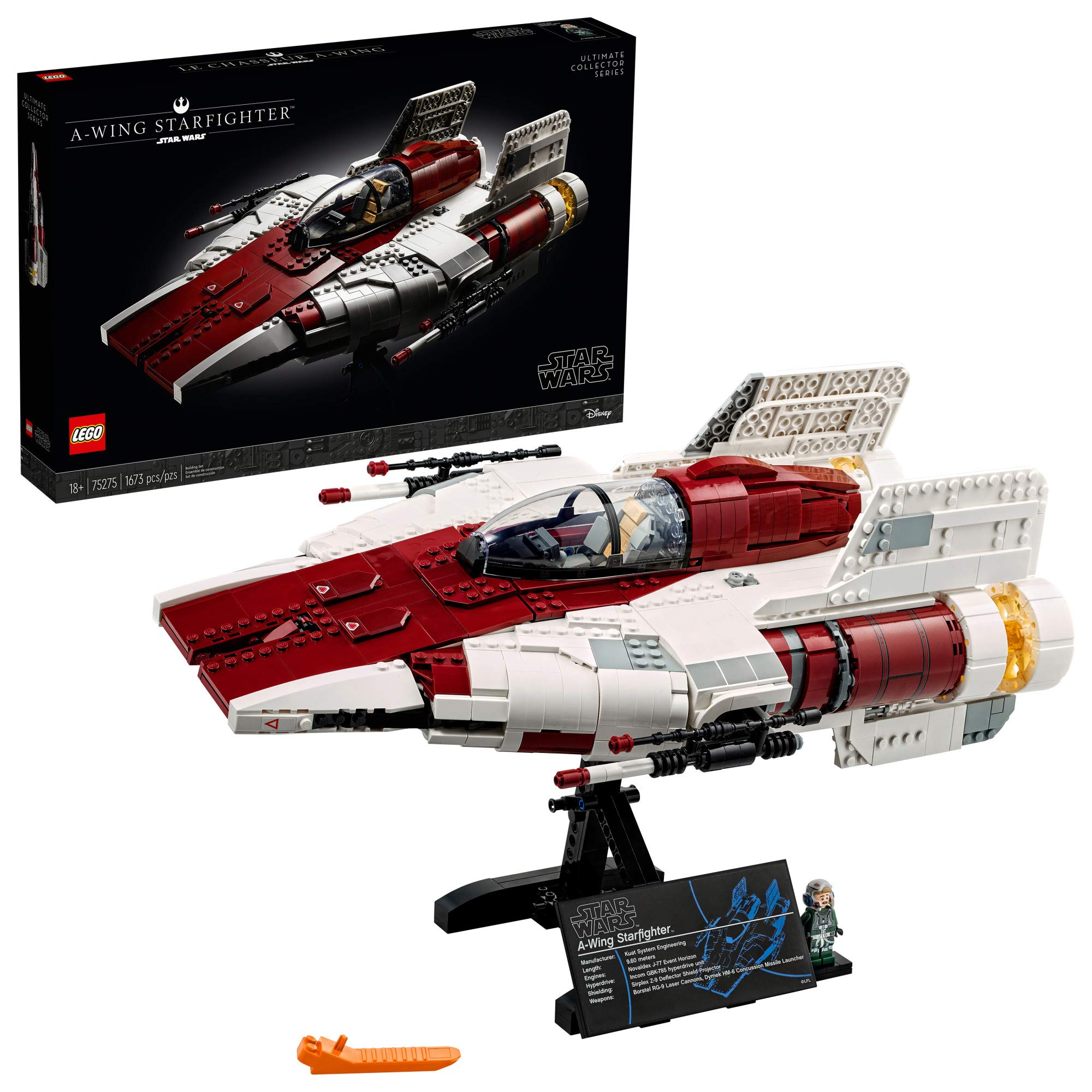 

LEGO Star Wars Звёздный истребитель A-wing 75275 Конструктор; Коллекционный строительный набор для взрослых; Крутой подарок для фанатов Звездных войн, новинка 2020 (1 673 штуки
