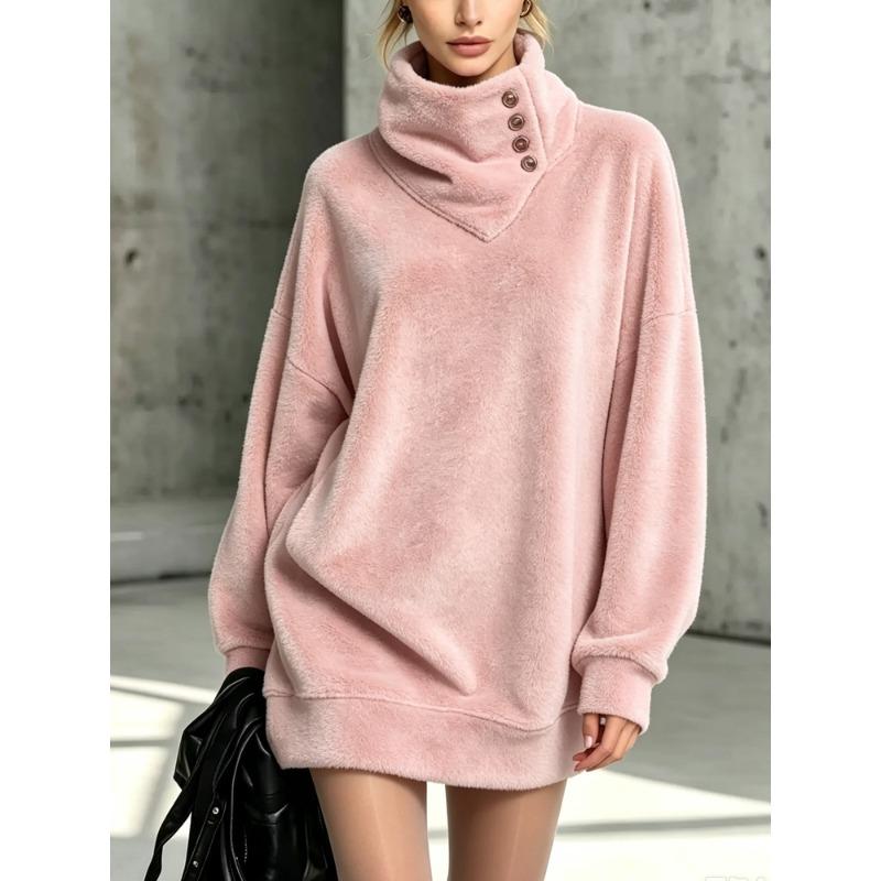 MGHR Felpa da donna casual con stampa a tinta unita Autunno Inverno Manica Lunga