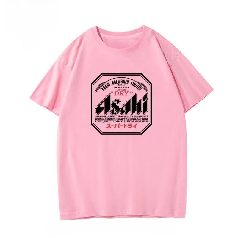2025 Summer New Japan Asahi Beer T-shirt Asahi Japanese Beer Short-sleeved Japanese Loose Men and Women Couple Top