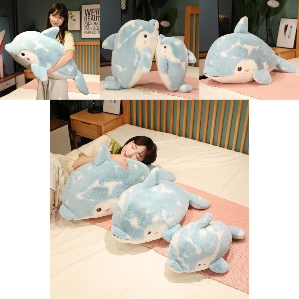 Adorable Dolphin Plush Toy Ocean Stuffed Animal Pillow In Soft Light Blue