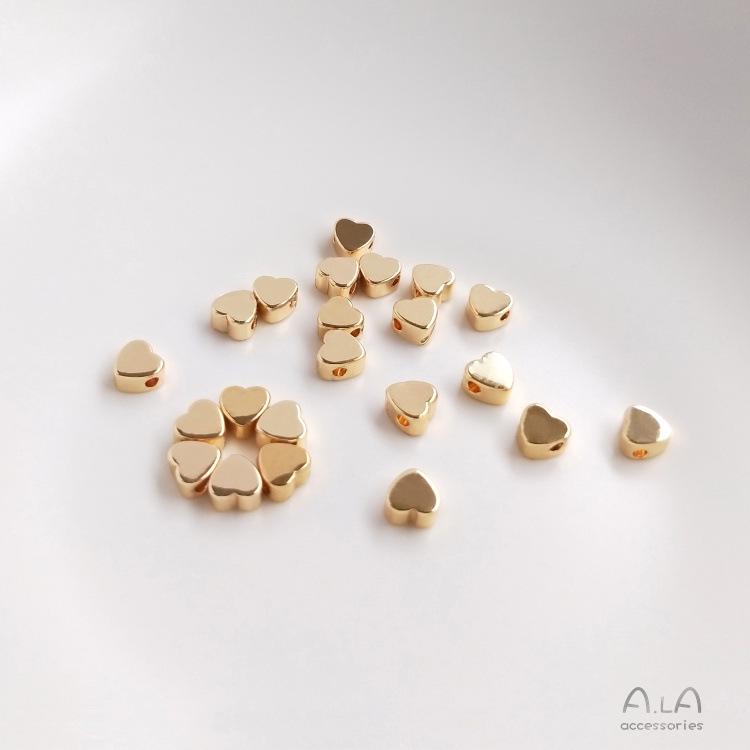 14K Gold-Filled Heart-Shaped Spacer Beads, Color-Preserving, Perfect for DIY Jewelry and Charms
