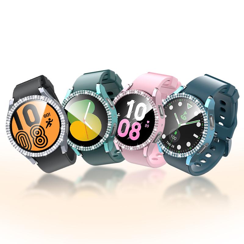 Diamond Watch Cover for Samsung Galaxy Watch 6 40mm 44mm PC Case Not Screen Protector Double Bling Case Protective Bumper Shell