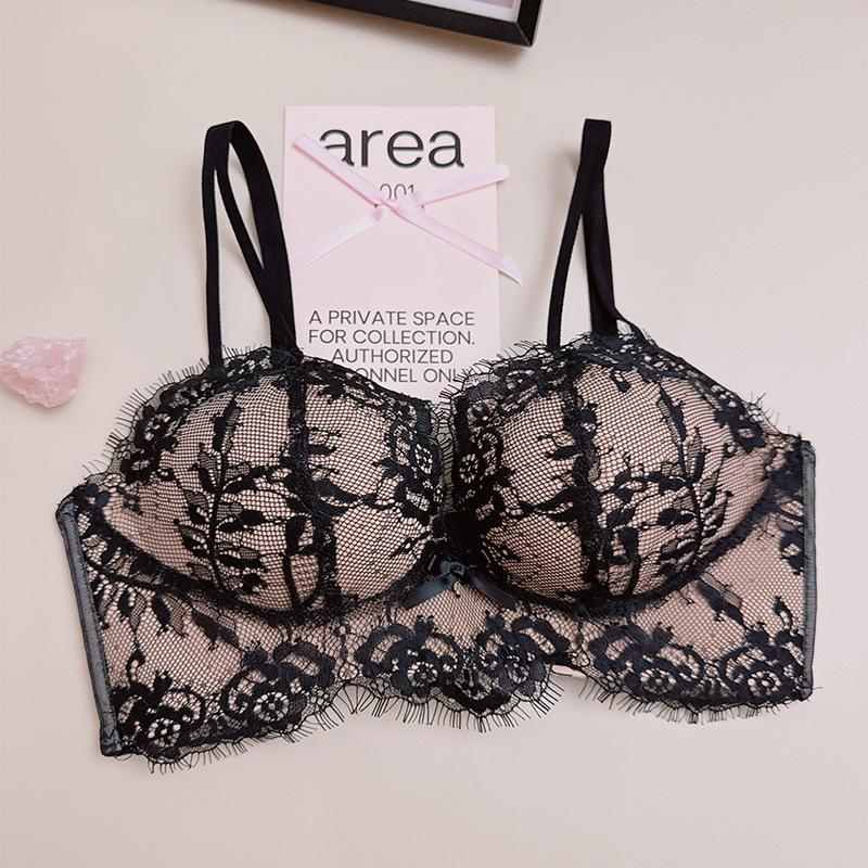 Sexy lace small breasts gather and show large steel-free underwear French pure breasts anti-sagging bra