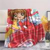 1Pc Cardcaptor Sakura Print Flannel Blanket, High quality Comfortable for All Seasons, Home Decor, Warmth and Comfort, Perfect for Christmas Gifts