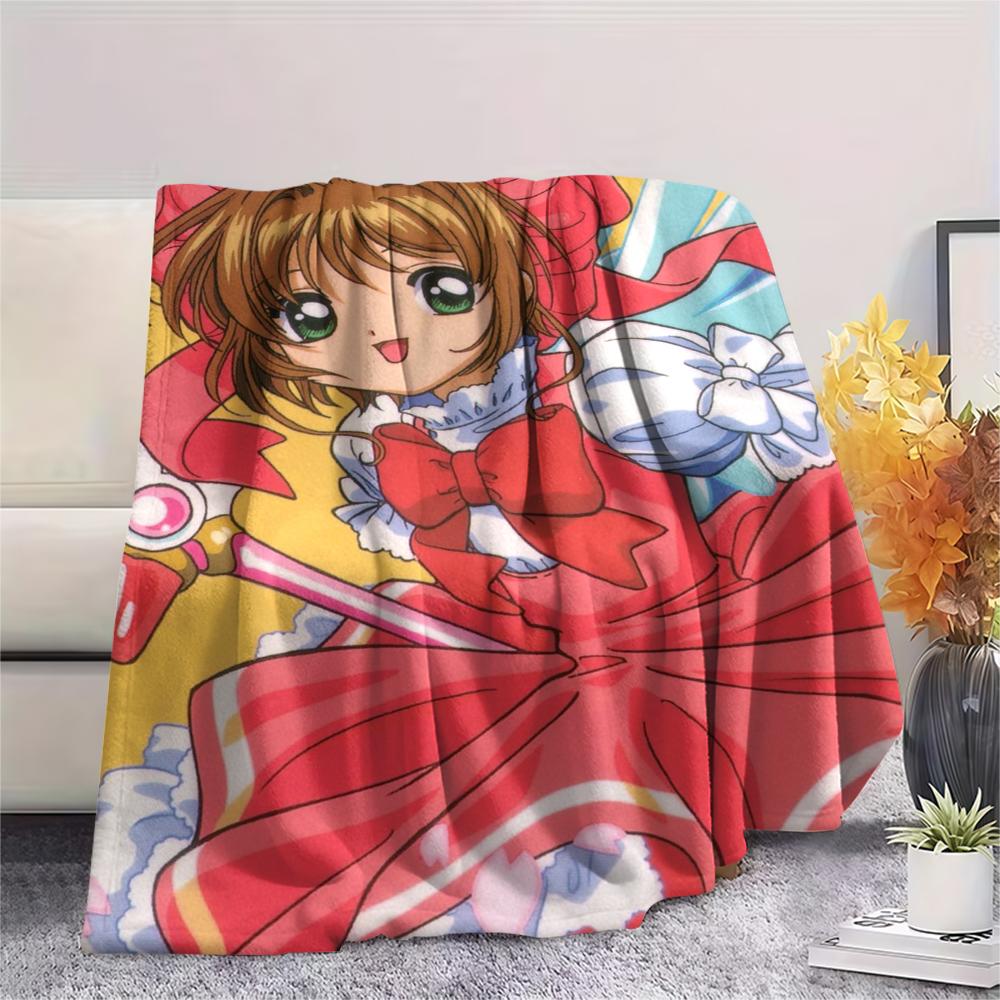 1Pc Cardcaptor Sakura Print Flannel Blanket, High quality Comfortable for All Seasons, Home Decor, Warmth and Comfort, Perfect for Christmas Gifts