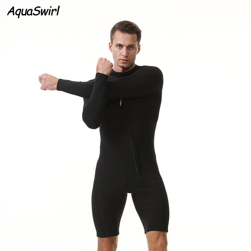 2mm Herren Ganzkörper-Neoprenanzug Mit Langen Ärmeln Shorts Schnorcheln Surfen Schwimmen Warm UV-Schutz Neopren
