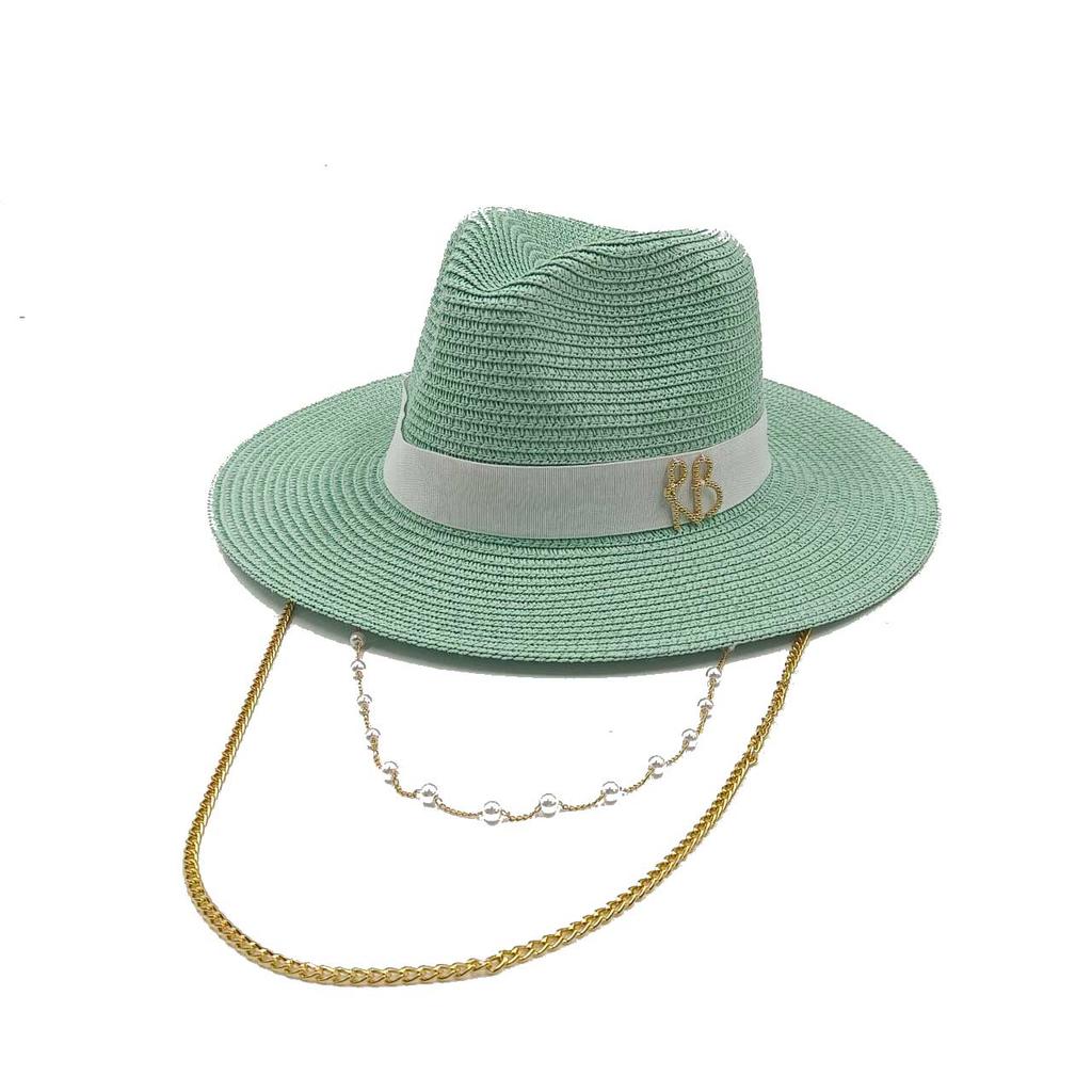 Kedja sommar halmhatt dam utomhus semester solskydd strand solhatt Panama halmhatt chapeau homme