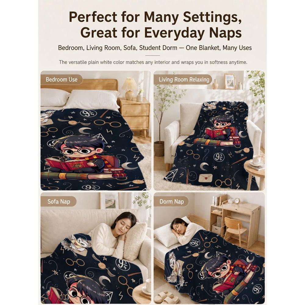 Harry Potter'S Magical World Theme Printed Blanket Breathable Fleece Blanket For Bedroom Sofa Nap Home Party Decor Memorial Gift