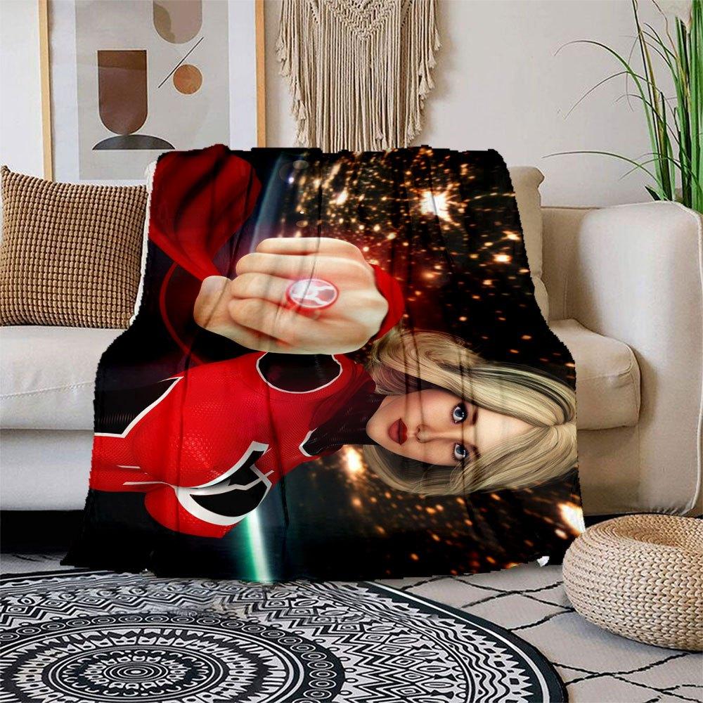 Red Hero Suit with Sparkling Lights Blanket Flannel Throw Blanket for Sofa, Bed, Travel, Camping, Office, Couch, Chair