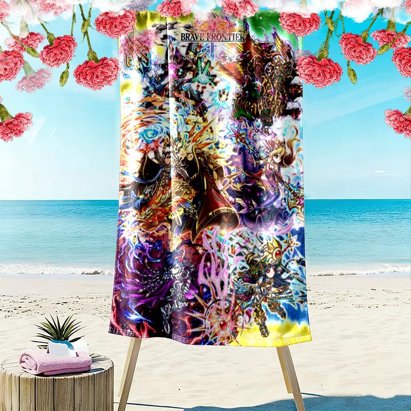 Brave Frontier Print Beach Towel, Large Soft Quick Dry Towel for Beach Camping Swimming