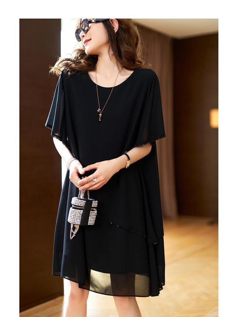 Women's Plus Size Summer Chiffon Dress - Slimming, Stylish Midi Skirt