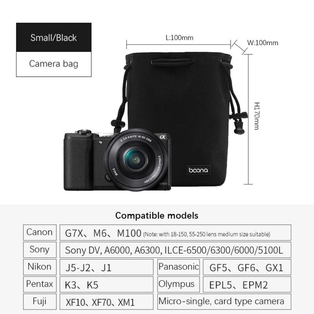 Adjustable Strap Camera Storage Bag Dustproof Velvet Lining DSLR Drawstring Bag Inner Bag Waterproof Lens Protective Case