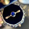 Classical Sterling Silver Color Style Blue Crystal CZ Rings For Women Retro Round Gold Plated Pattern Ring Special Gift For Her