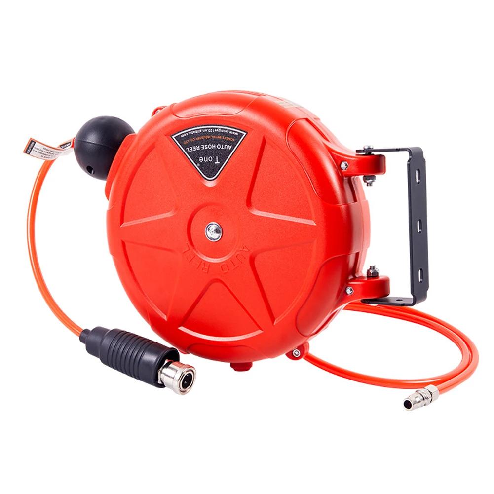 10m Automatic Rewind Air Hose Reel, Wall Mounted 180° Swivel Bracket with Quick Coupler for Air Compressor & Pneumatic Tools