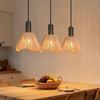 Lampe suspension rotin naturel NETTLIFE 3 lumières, Design bohème chic métal noir, Vague, Luminaire E27 pour salle à manger salon
