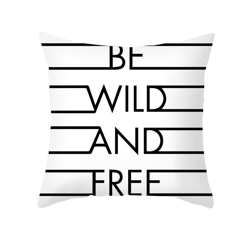 Neuer Kissenbezug Pfirsichhaut Schwarz-Weiß-Buchstabendruck Sofakissenbezug Büro-Kissenbezug