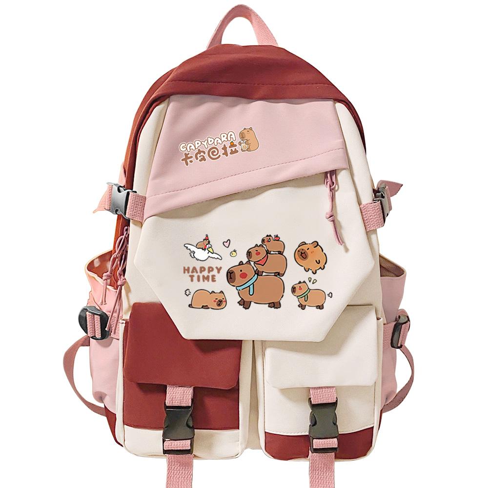 Kawaii Capybara Mochila, Girls Kids Back To School Book Bags, Women Patchwork Bagpack, Teenagers Schoolbags Student Backpack