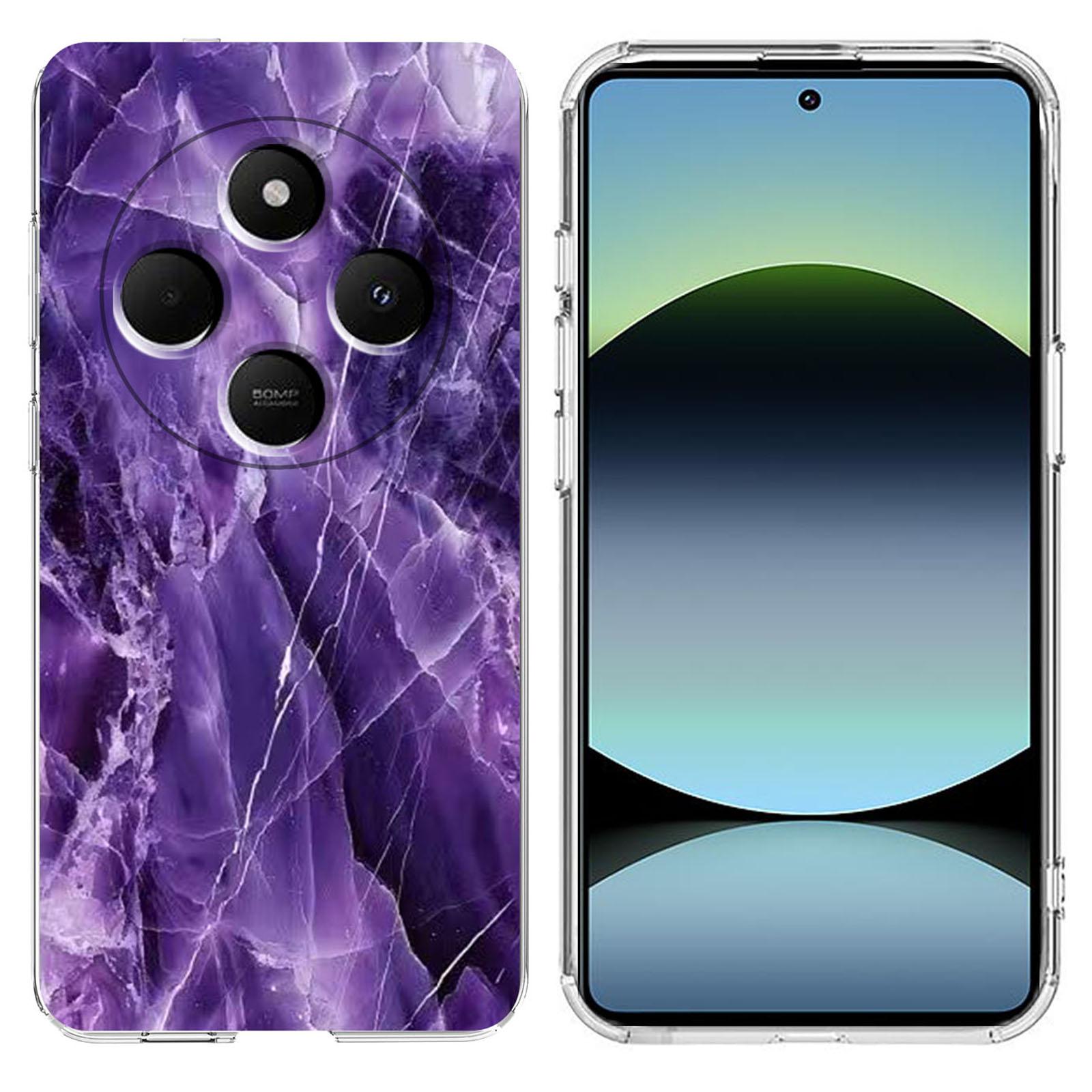 

Soft TPU Case for Xiaomi Redmi 14C 4G/5G/14R 5G/A4 5G/A3 Pro 4G/Poco M7 5G/C75 4G Marble Pattern Printing Phone Cover Purple