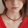 Tatiana (925 Silver) Red Jade Candy Ball Necklace NZ2143