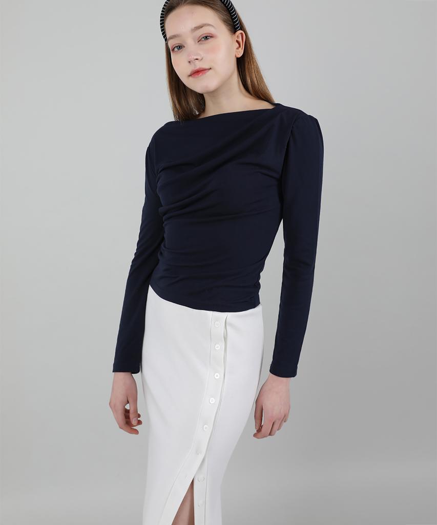 CATTLINE Button Elastic Long Skirt (Ivory)