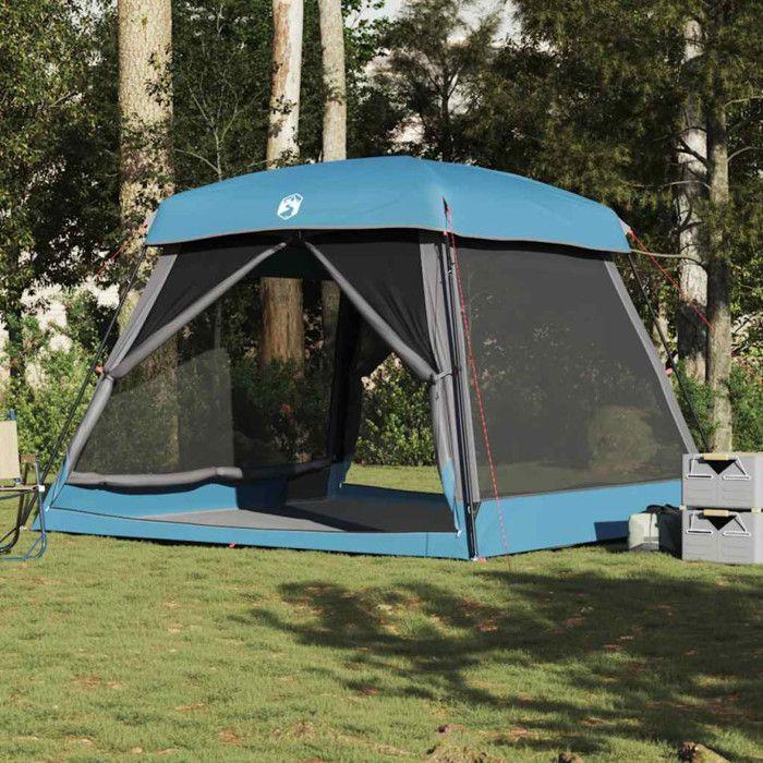 6 Person Family Cabin Tent Blue Waterproof