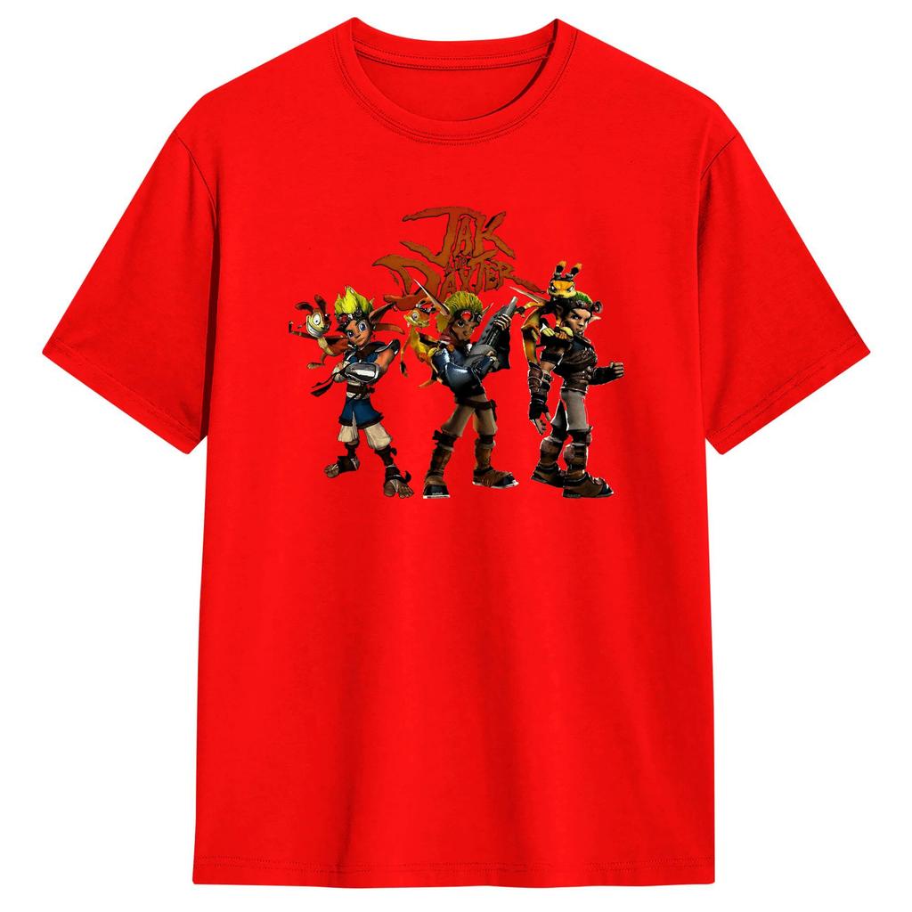 T-shirt Harajuku Spiaggia Jak and Daxter T-shirt Novità Maglietta in Puro Cotone per Unisex Y2K Casual Top a Maniche Corte Magliette