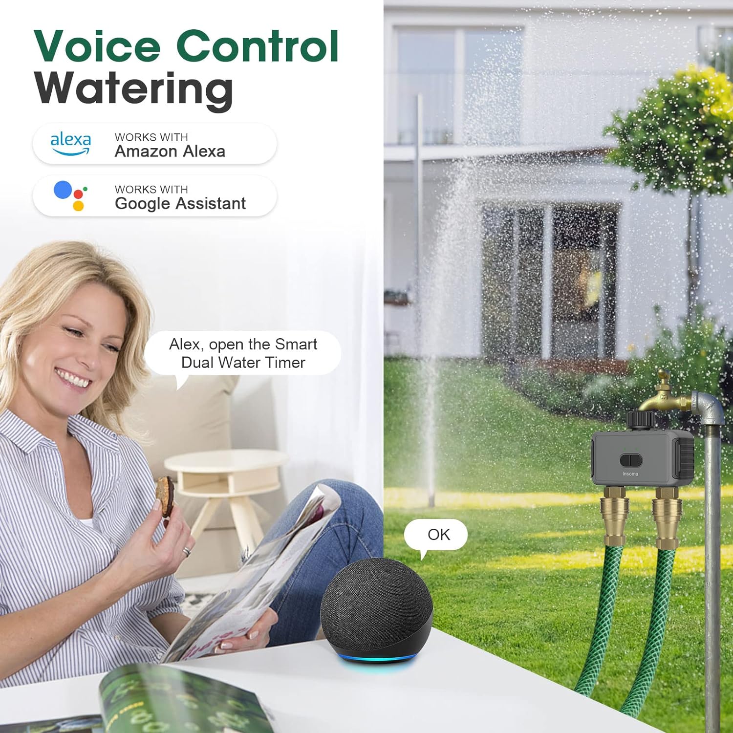 

Система полива сада, автоматический таймер подачи воды, программатор дистанционного полива NPT-US чёрный