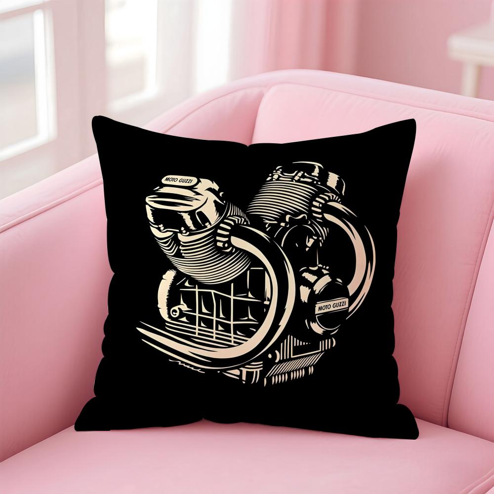 Classic Italian Brand MMoto Guzzi Cushion Cover Pillowcase Short Plush Invisible Zipper Room Sofa Cushion Cover