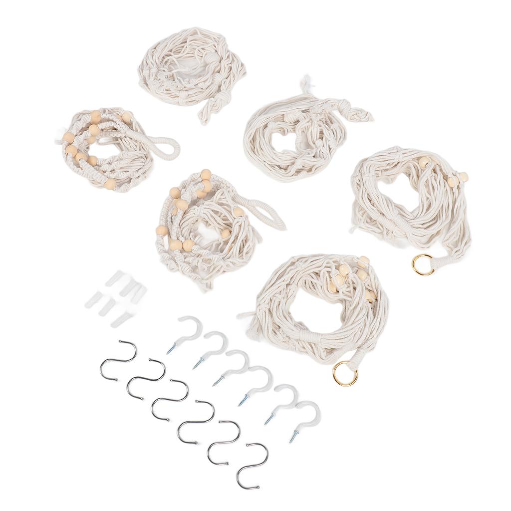 6er Pack Makramee Pflanzenampel Baumwolle Blumentopfhalter Indoor Hängepflanzkorb mit Holzperlen
