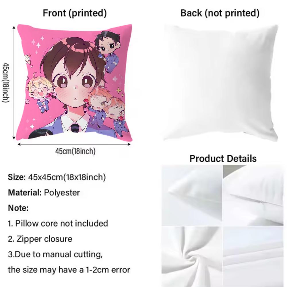 Anime Ouran High School Host Club Cushion Cover Comfortable Reversible Pillow Cover Ideal for Car Sofa Bedroom & Beyond