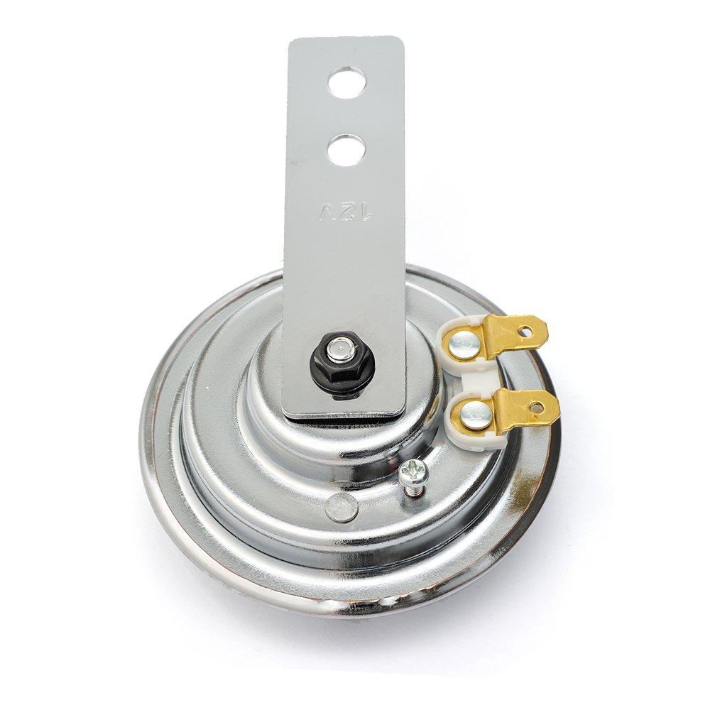 Bocina de motocicleta Daytona 96225 12 V Diámetro 70 Diámetro del orificio de montaje 0.2 pulgadas (6 mm) Agujero Vortex Chapado