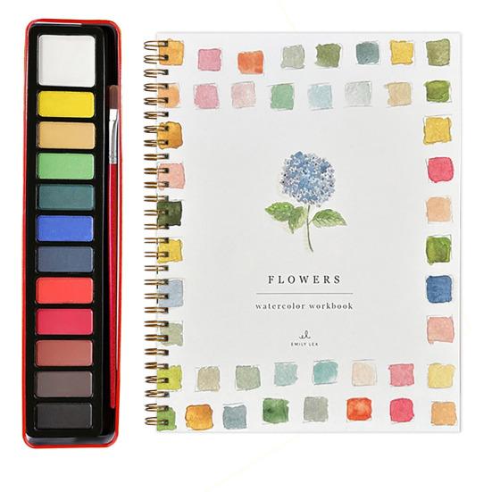 Watercolor Workbook for Beginners 12 Colors Watercolor Painting Set with Brush Birds Flower Animals Watercolor Book Art Crafts Supplies