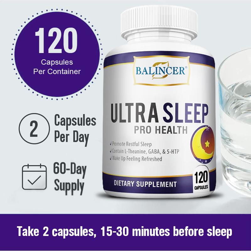 Sleep Support Capsules with Magnesium, L‑Theanine, GABA, 5‑HTP , 120 Capsules, 60‑Day Supply