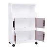 3 Tier Collapsible Storage Boxes with Doors and Wheels 42cm Stackable Storage Cabinet for Craft Home Pantry DormTransparent
