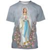 Letní pánská trička s potiskem Panny Marie Harajuku Streetwear Krátký rukáv Volná trička Unisex Nadměrné Y2k Top Oblečení EU Velikost