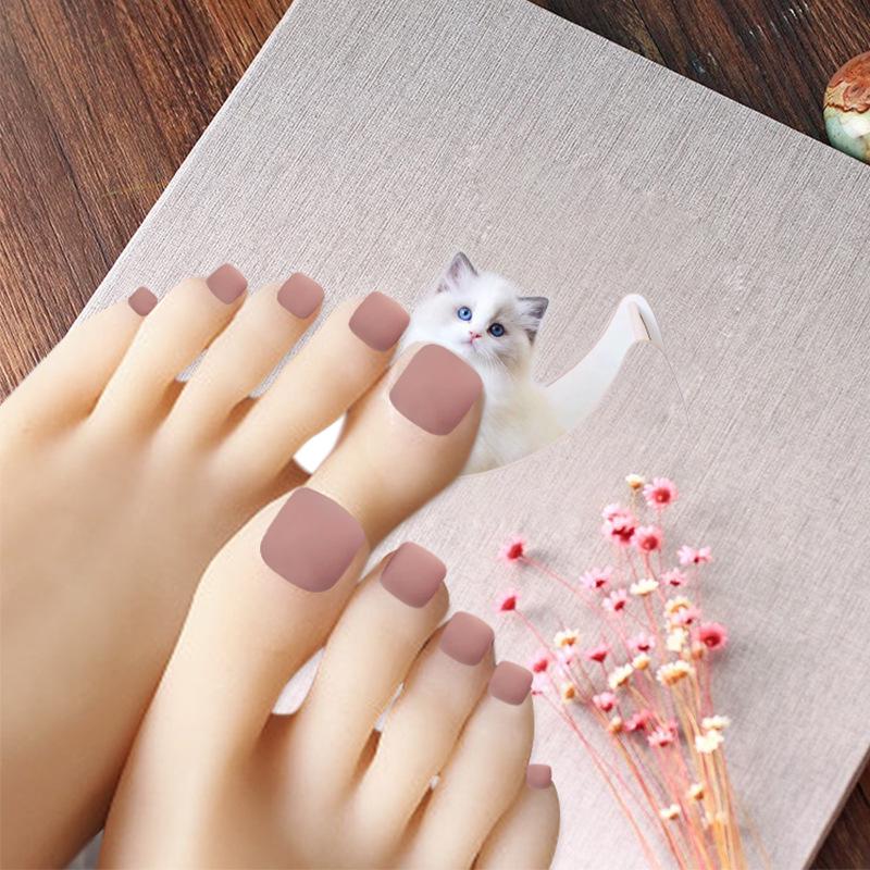 24 Stycken Bärbara Heltäckande Naglar Nagel Naglar Lösnaglar Tånaglar Färdiga Frostade Tånaglar