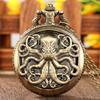Unique Retro Bronze Octopus Pattern Design Quartz Pocket Watch With Necklace Chain Gift for Male Kids Chronograph Hombre Relojes